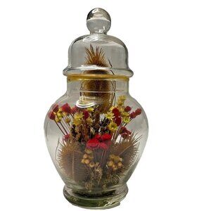 Vintage Lee Howard Terrarium Dried Flowers Floral Apothecary Jar 1970's Cottage